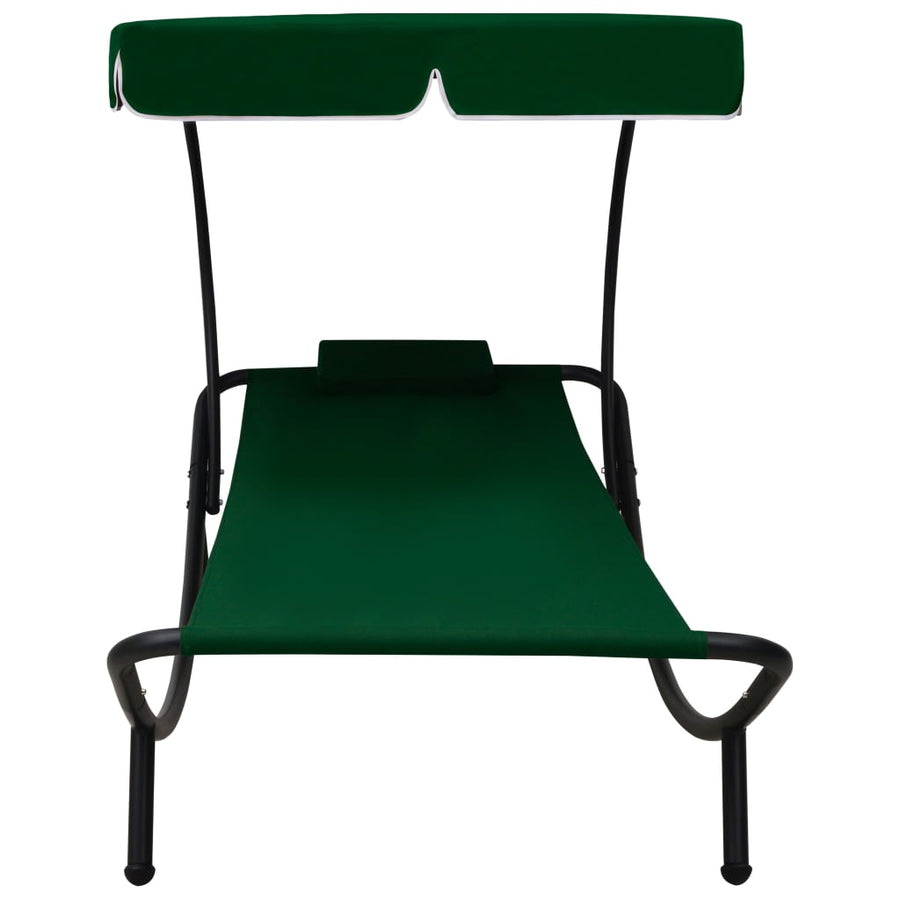 Loungebed Met Luifel En Kussen Groen