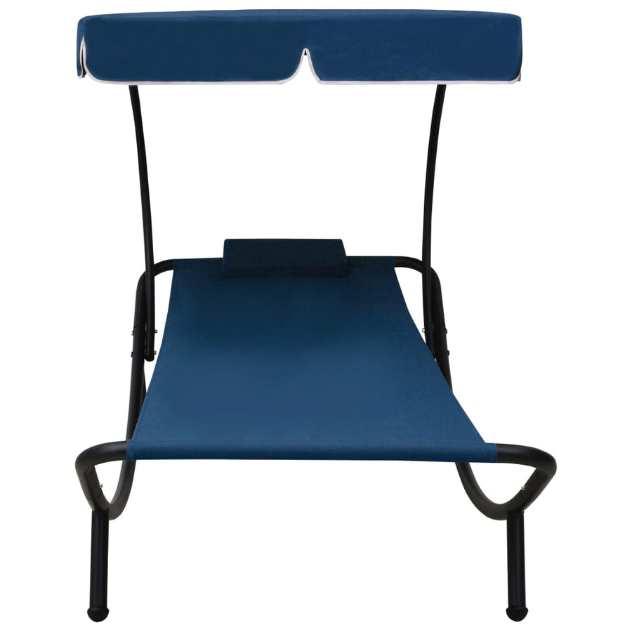 Loungebed Met Luifel En Kussen Blauw
