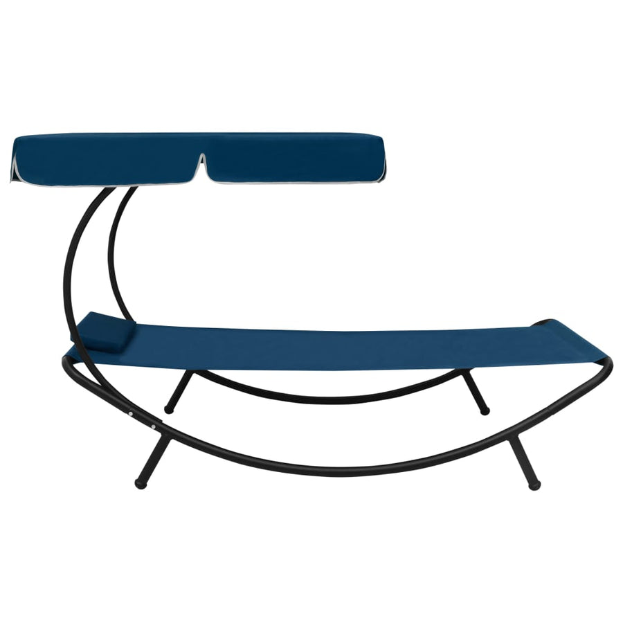 Loungebed Met Luifel En Kussen Blauw