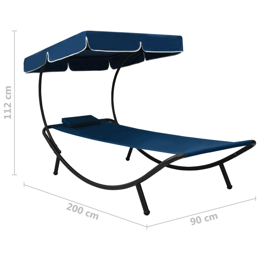 Loungebed Met Luifel En Kussen Blauw