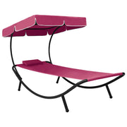Loungebed 200x90x112 cm roze met luifel en kussen