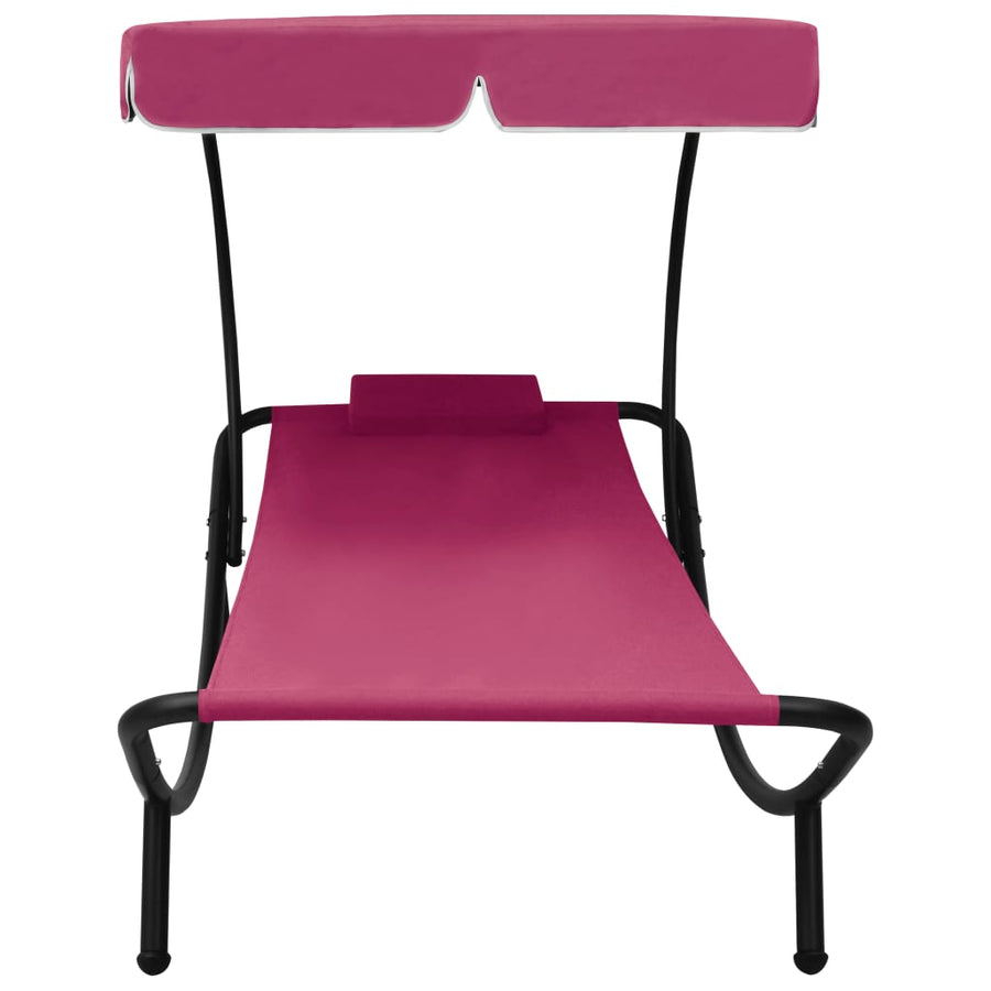 Loungebed Met Luifel En Kussen Roze