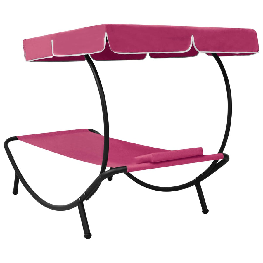 Loungebed Met Luifel En Kussen Roze