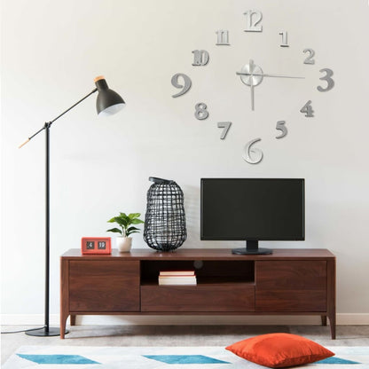 3D-Wandklok Modern Xxl 100 Cm Zilverkleurig