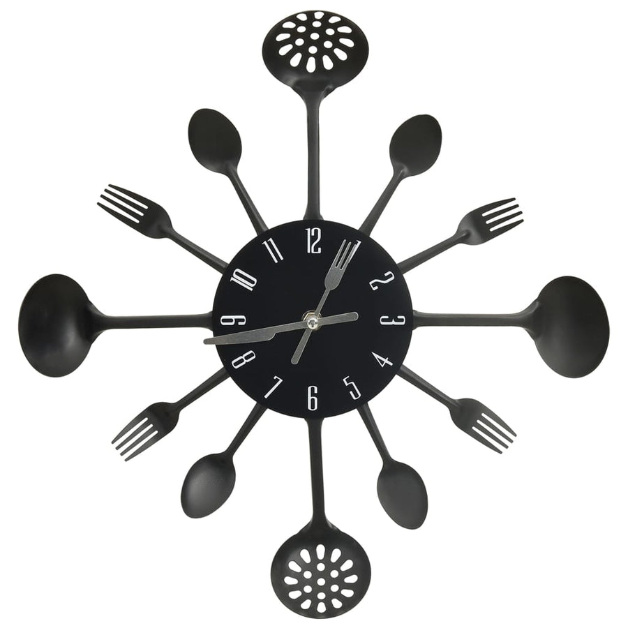 Wandklok Lepel-En-Vork 40 Cm Aluminium Zwart