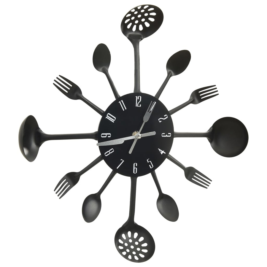 Wandklok Lepel-En-Vork 40 Cm Aluminium Zwart