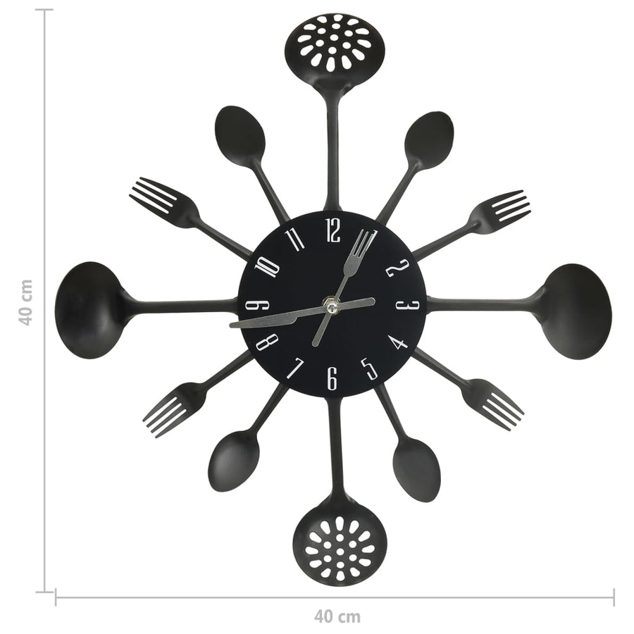 Wandklok Lepel-En-Vork 40 Cm Aluminium Zwart