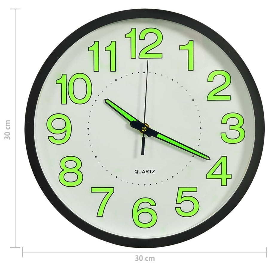 Wandklok Lichtgevend 30 Cm Zwart