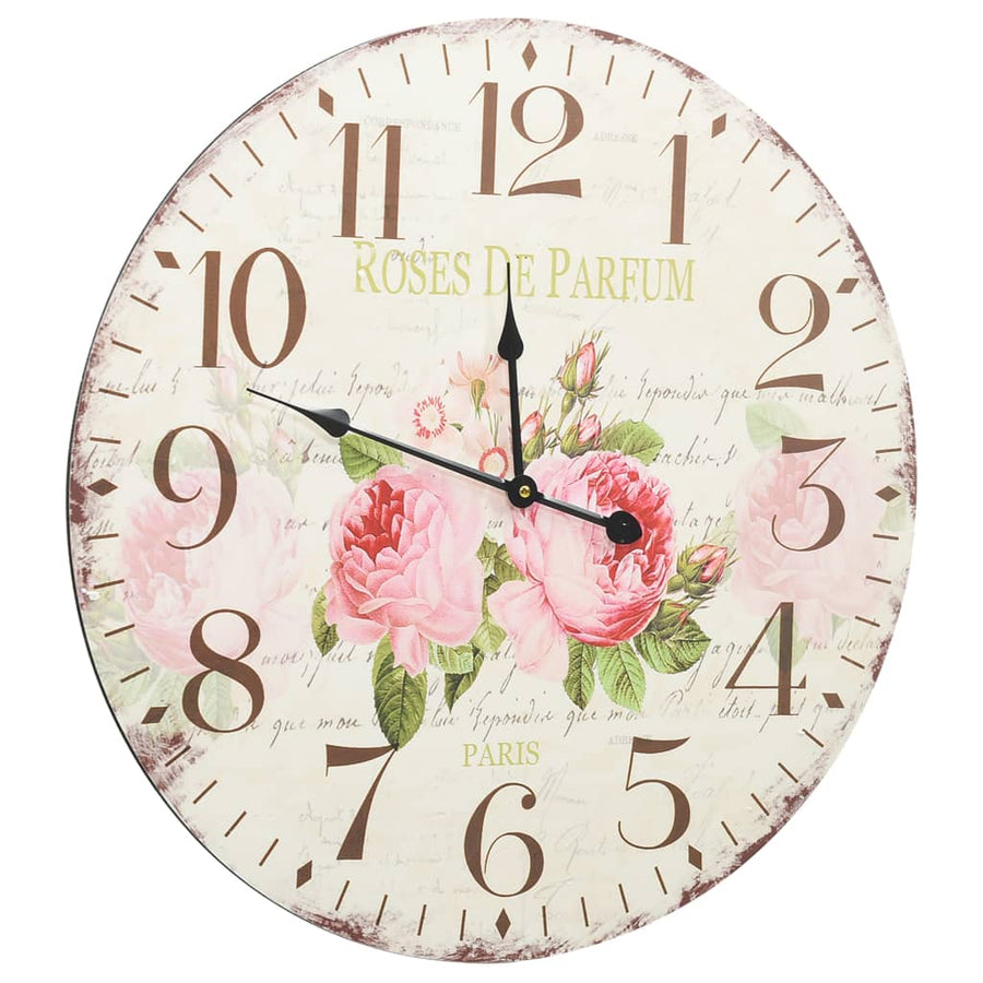 Wandklok Vintage Stijl Bloemen 60 cm Gebloemd