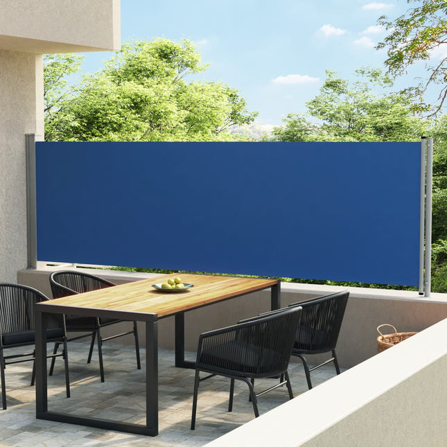 Tuinscherm Uittrekbaar 140X600 Cm Blauw