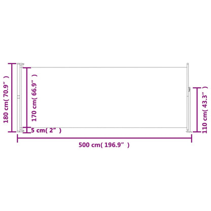 Tuinscherm Uittrekbaar 180 x 500 cm Grijs