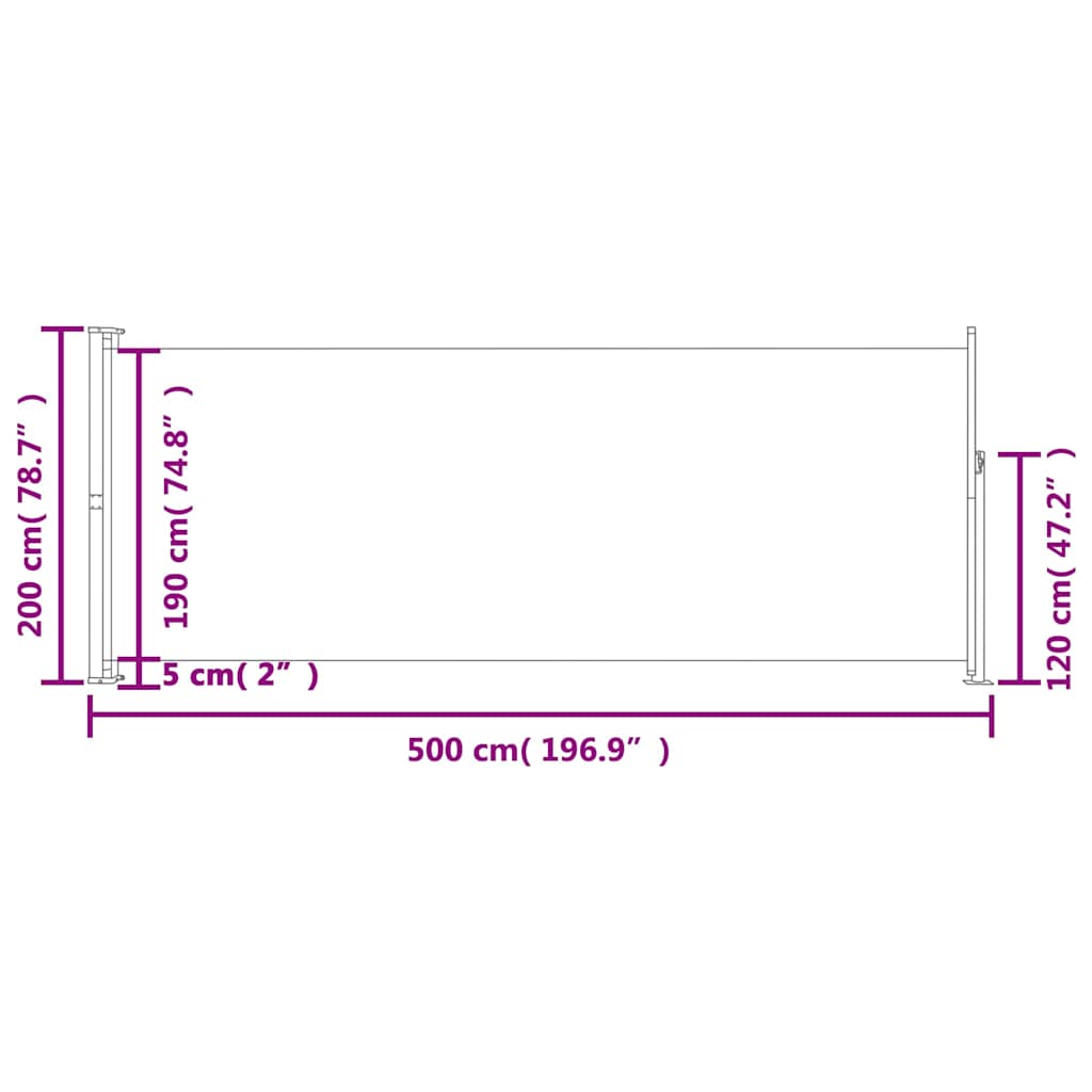 Tuinscherm uittrekbaar 200x500 cm grijs