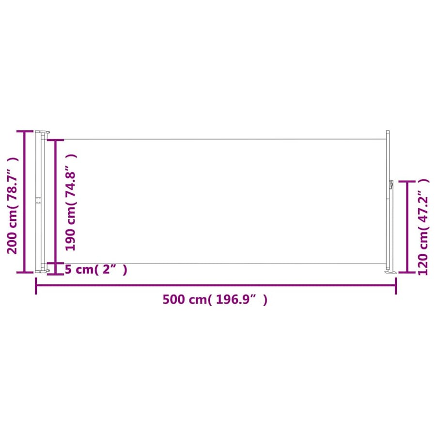Tuinscherm uittrekbaar 200x500 cm grijs