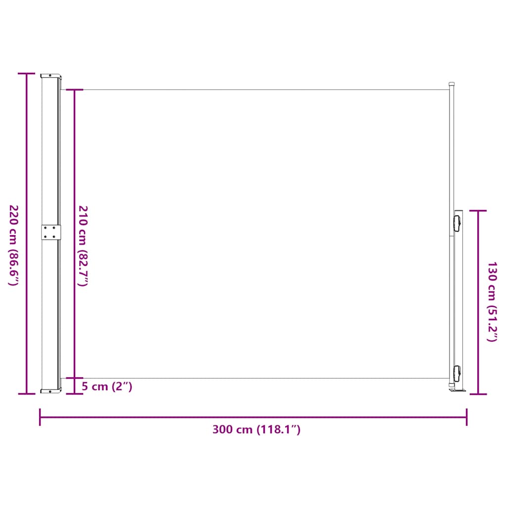 Tuinscherm uittrekbaar 220x300 cm crème
