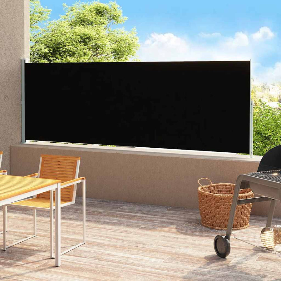 Tuinscherm Uittrekbaar Zwart 220 x 500 cm