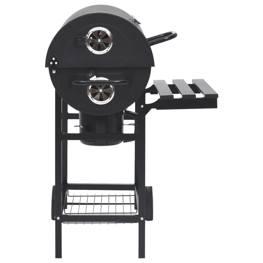Barbecuevat met wielen en schappen 115x85x95 cm staal zwart