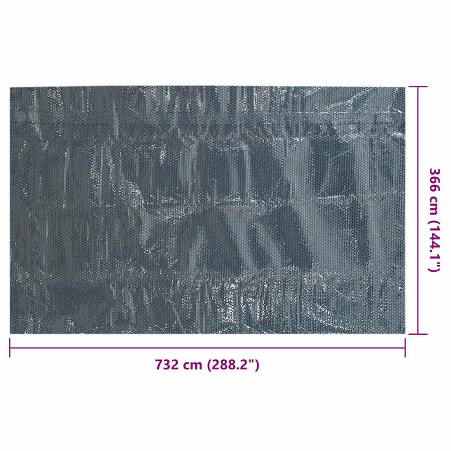 Zwembadfolie Solar Drijvend Pe 732 x 366 cm Zwart en blauw