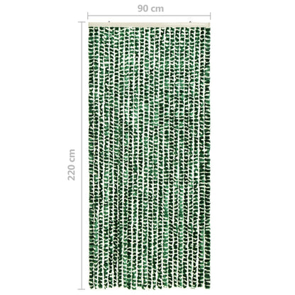 Vliegengordijn 90x220 cm chenille groen en wit 90 x 220 cm Groen en wit