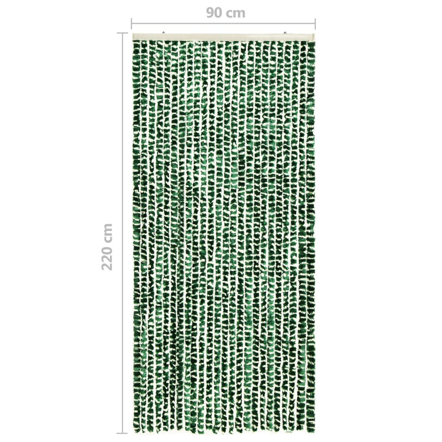 Vliegengordijn 90x220 cm chenille groen en wit 90 x 220 cm Groen en wit