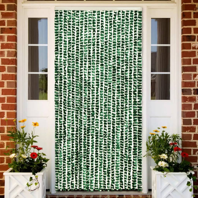 Vliegengordijn 90x220 cm chenille groen en wit 90 x 220 cm Groen en wit