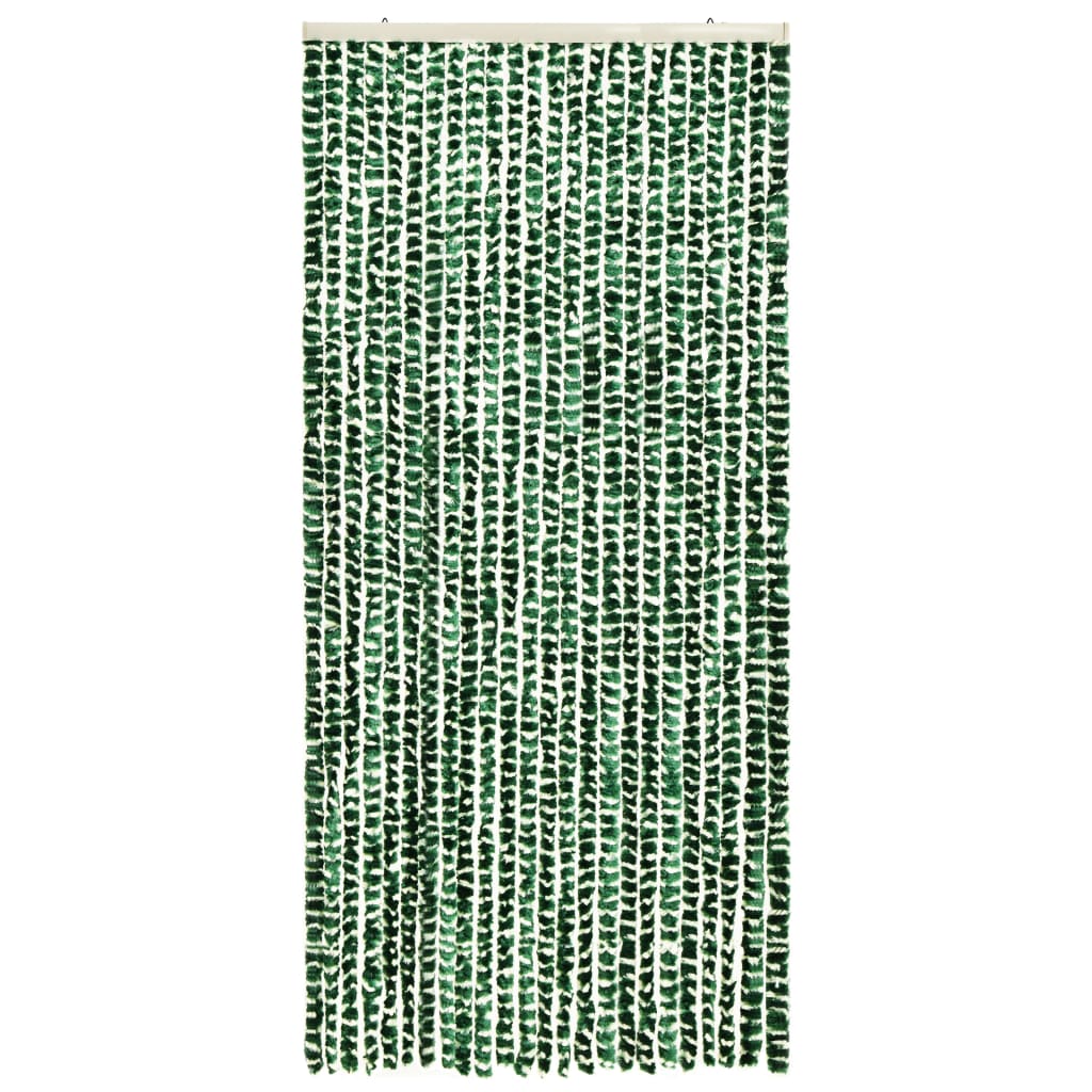 Vliegengordijn 100x220 cm chenille groen en wit 100 x 220 cm Groen en wit