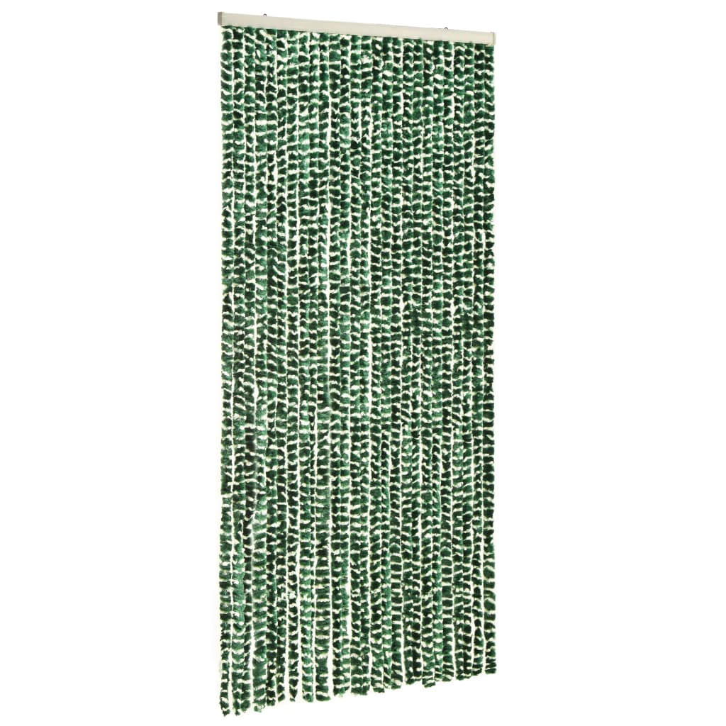 Vliegengordijn 100x220 cm chenille groen en wit 100 x 220 cm Groen en wit