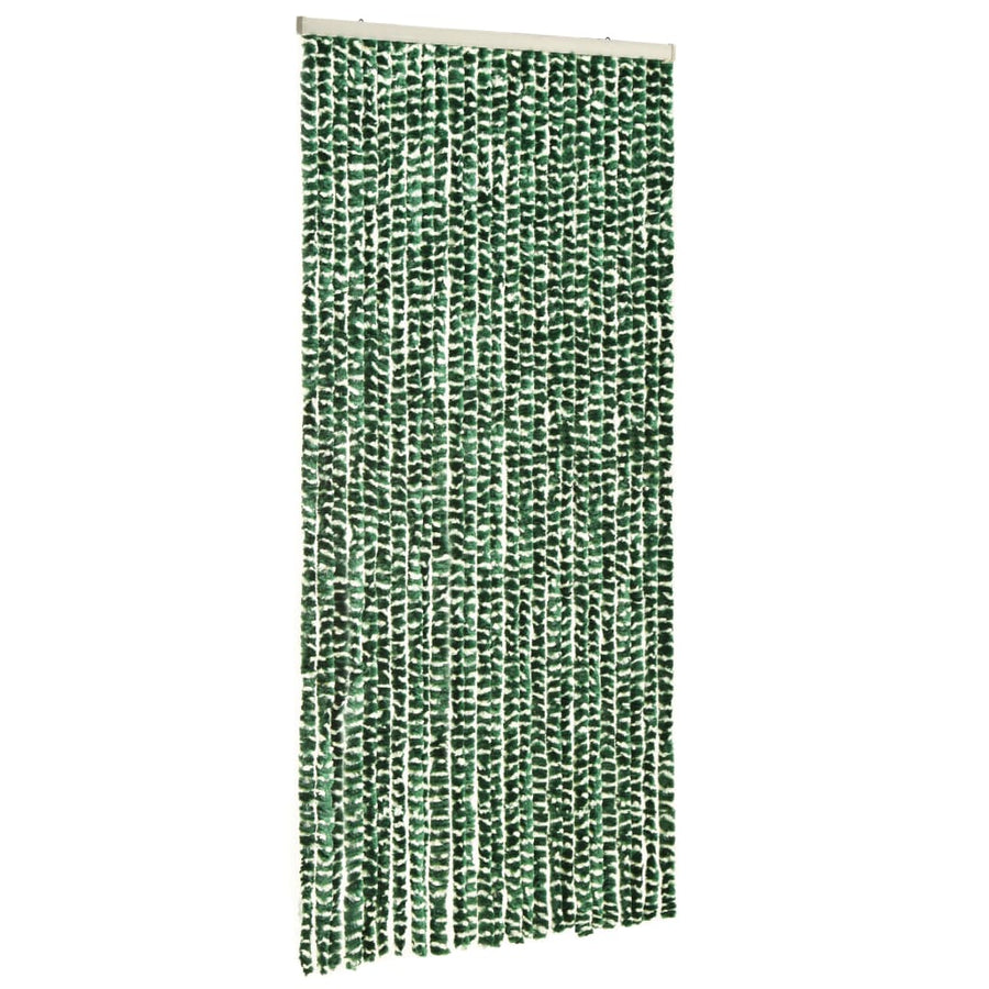 Vliegengordijn 100x220 cm chenille groen en wit 100 x 220 cm Groen en wit