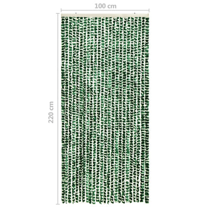 Vliegengordijn 100x220 cm chenille groen en wit 100 x 220 cm Groen en wit
