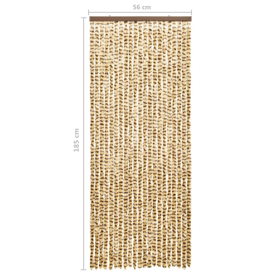 Vliegengordijn 56x185 cm chenille beige en bruin 56 x 185 cm Beige en bruin
