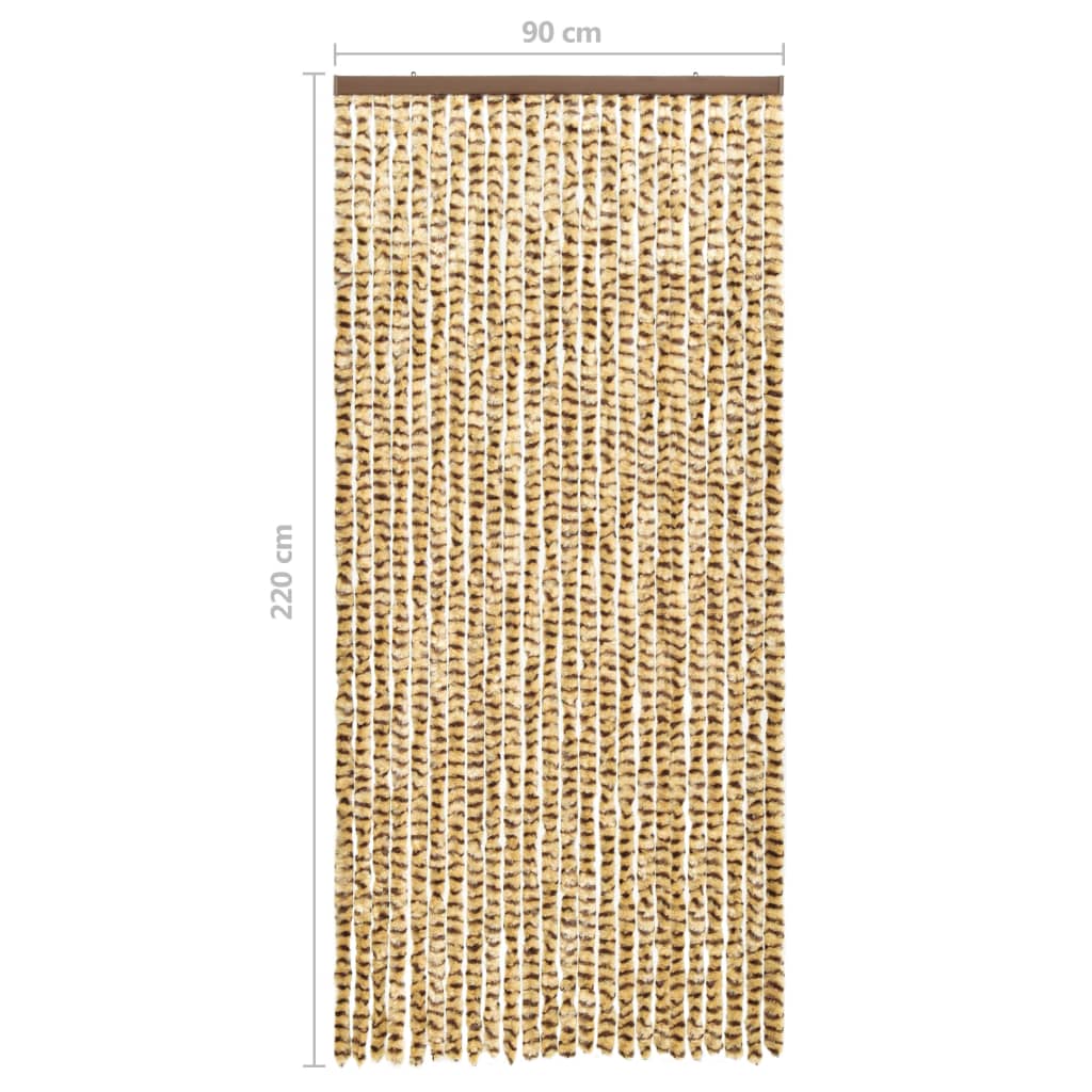 Vliegengordijn 90x220 cm chenille beige en bruin 90 x 220 cm Beige en bruin