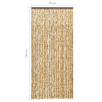 Vliegengordijn 90x220 cm chenille beige en bruin 90 x 220 cm Beige en bruin