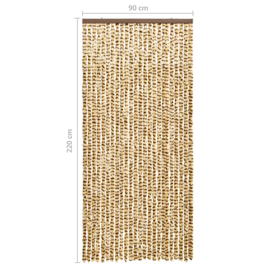 Vliegengordijn 90x220 cm chenille beige en bruin 90 x 220 cm Beige en bruin