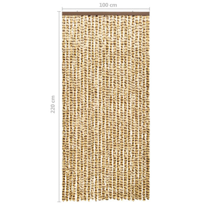 Vliegengordijn 100x220 cm chenille beige en bruin 100 x 220 cm Beige en bruin