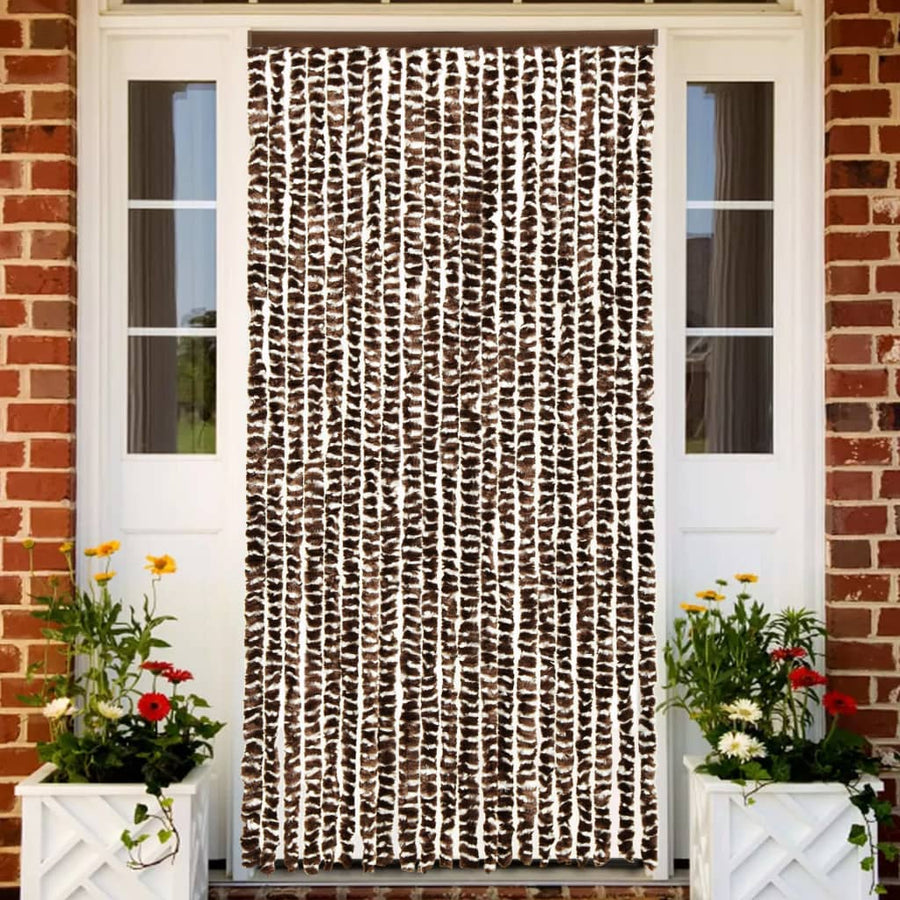 Vliegengordijn 56x185 cm chenille bruin en wit 56 x 185 cm Bruin en wit