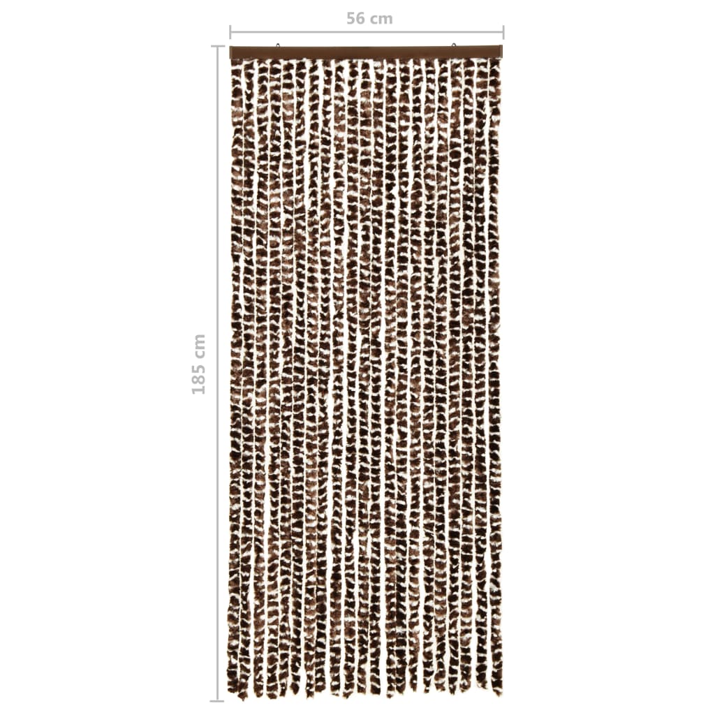 Vliegengordijn 56x185 cm chenille bruin en wit 56 x 185 cm Bruin en wit