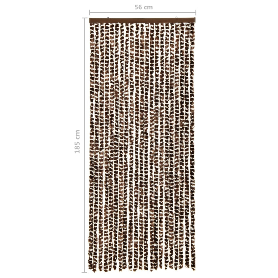 Vliegengordijn 56x185 cm chenille bruin en wit 56 x 185 cm Bruin en wit