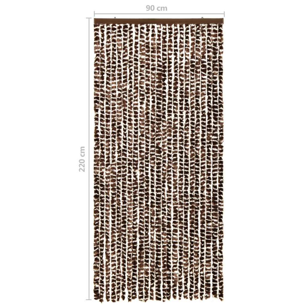 Vliegengordijn 90x220 cm chenille bruin en wit 90 x 220 cm Bruin en wit