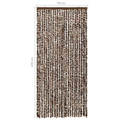 Vliegengordijn 90x220 cm chenille bruin en wit 90 x 220 cm Bruin en wit