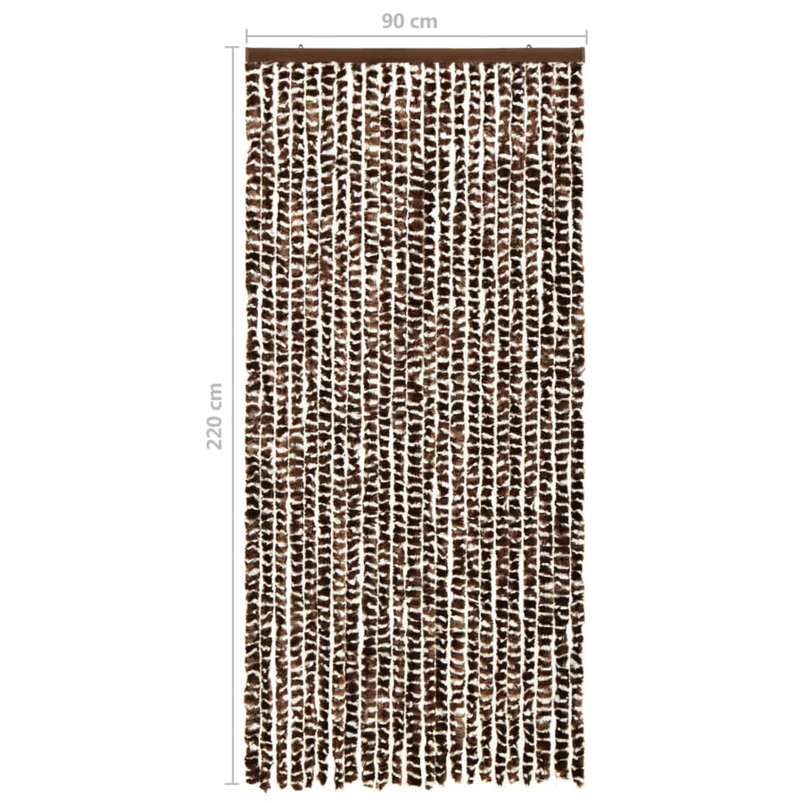 Vliegengordijn 90x220 cm chenille bruin en wit 90 x 220 cm Bruin en wit