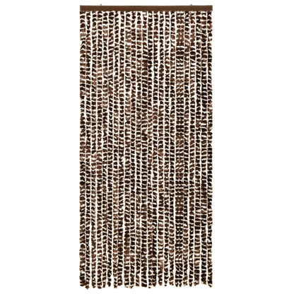 Vliegengordijn 100x220 cm chenille bruin en wit 100 x 220 cm Bruin en wit