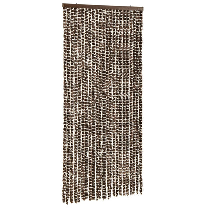 Vliegengordijn 100x220 cm chenille bruin en wit 100 x 220 cm Bruin en wit