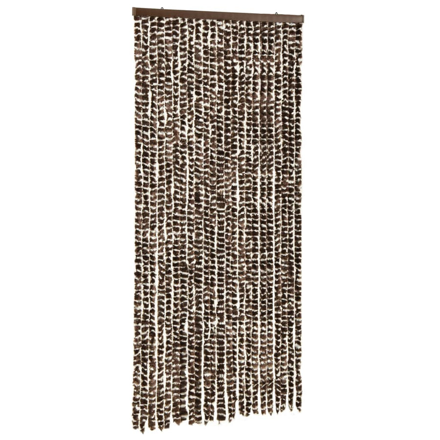 Vliegengordijn 100x220 cm chenille bruin en wit 100 x 220 cm Bruin en wit
