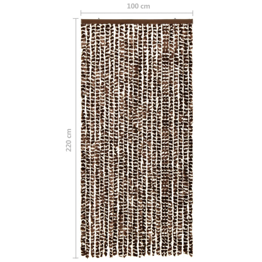 Vliegengordijn 100x220 cm chenille bruin en wit 100 x 220 cm Bruin en wit