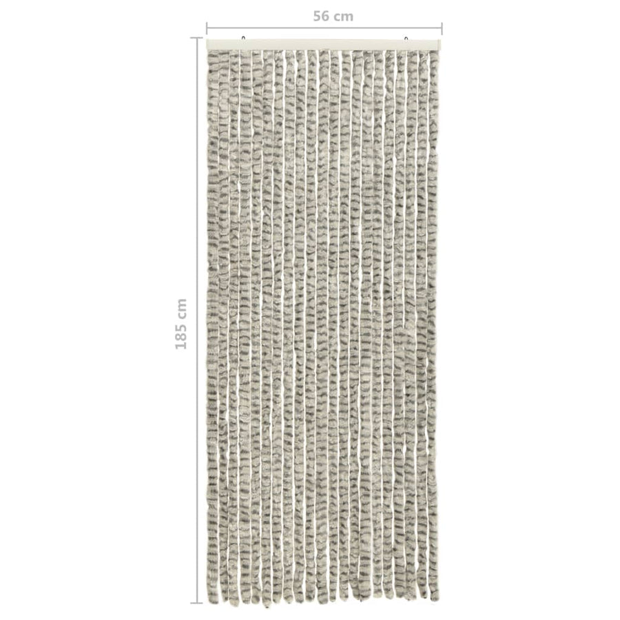 Vliegengordijn 56x185 cm chenille licht- en donkergrijs 56 x 185 cm Licht- en donkergrijs