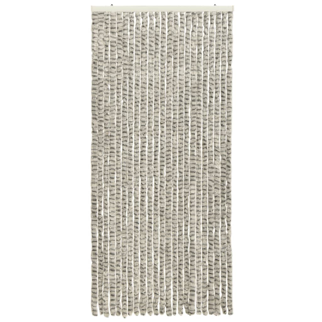 Vliegengordijn 90x220 cm chenille licht- en donkergrijs 90 x 220 cm Licht- en donkergrijs
