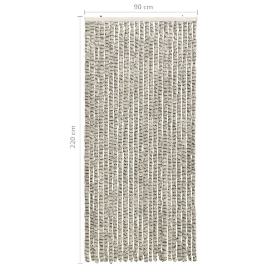 Vliegengordijn 90x220 cm chenille licht- en donkergrijs 90 x 220 cm Licht- en donkergrijs