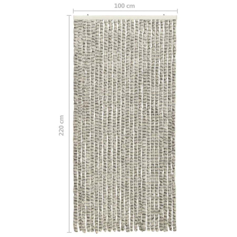 Vliegengordijn 100x220 cm chenille licht- en donkergrijs 100 x 220 cm Licht- en donkergrijs