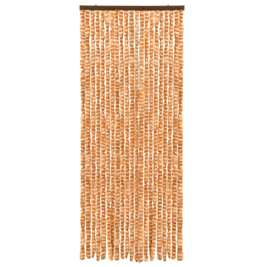 Vliegengordijn 56x185 cm chenille oker en wit 56 x 185 cm Oker en wit