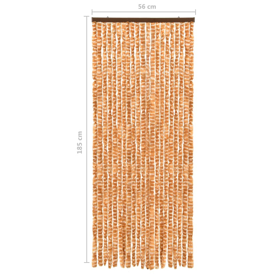 Vliegengordijn 56x185 cm chenille oker en wit 56 x 185 cm Oker en wit