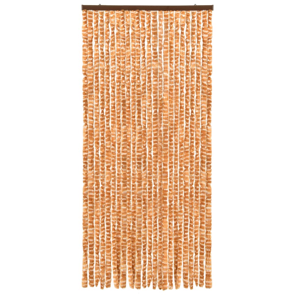 Vliegengordijn 90x220 cm chenille oker en wit 90 x 220 cm Oker en wit